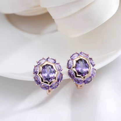 Purple Gem Vintage Earrings - Diane Jewelry