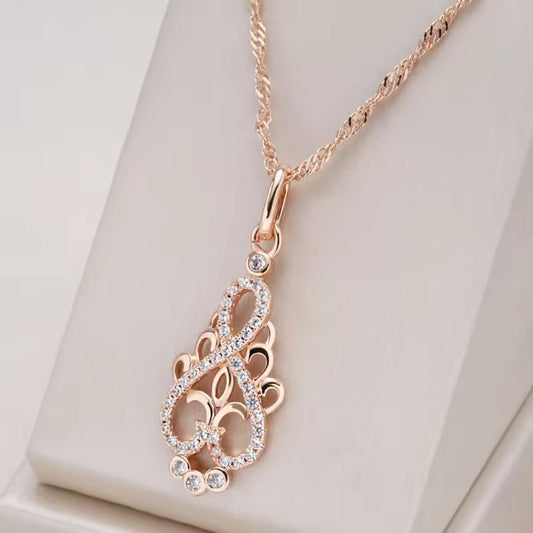 Rose Gold Filigree Pendant Necklace - Diane Jewelry