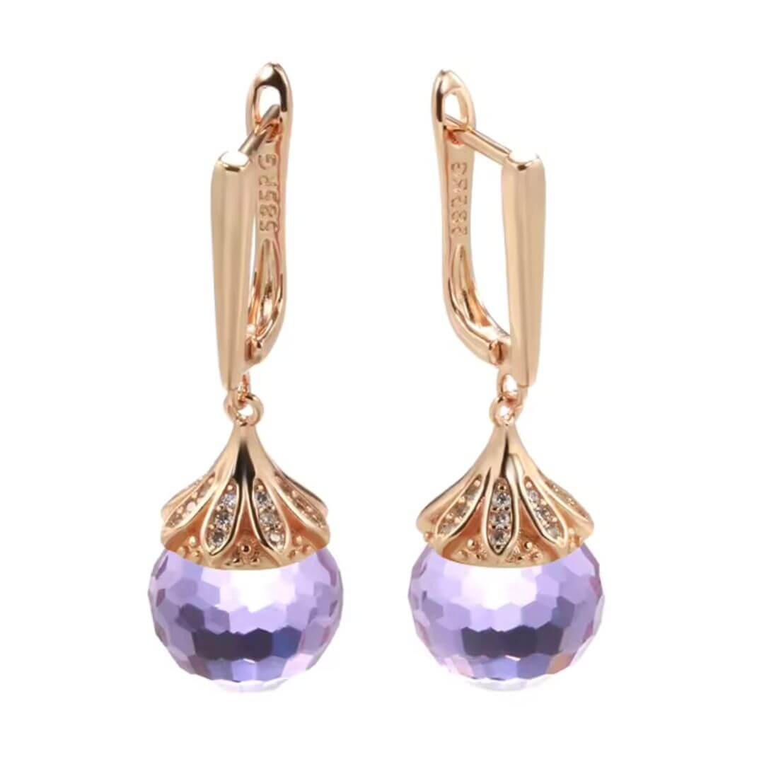 Vintage Purple Crystal Drop Earrings - Diane Jewelry