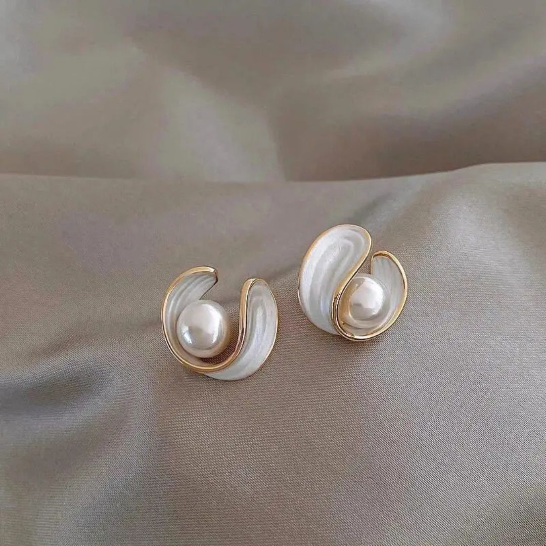 Luxurious Modern Pearl Stud Earrings - Diane Jewelry