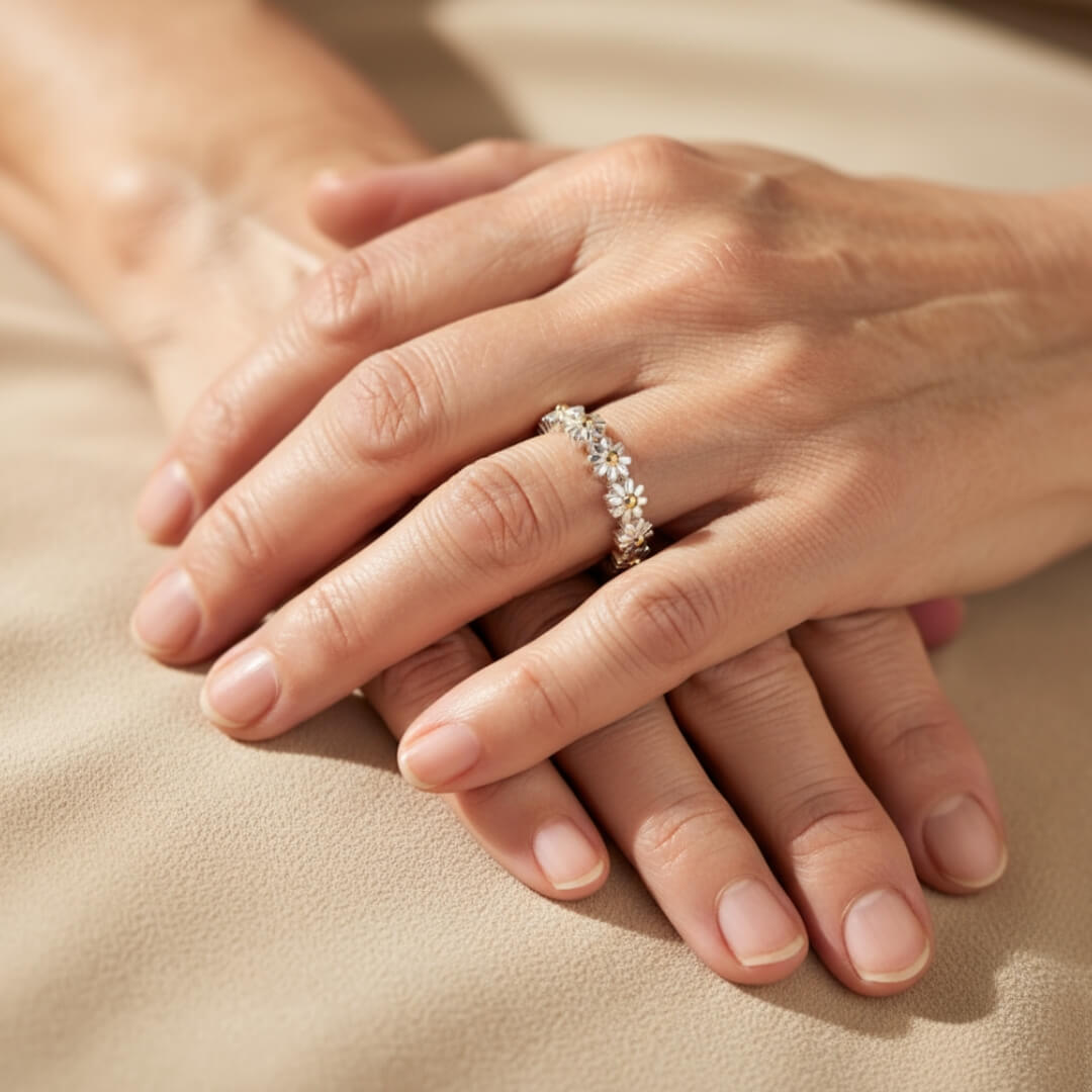 Daisy Flower Enamel Stack Ring Susan Rose Jewelry