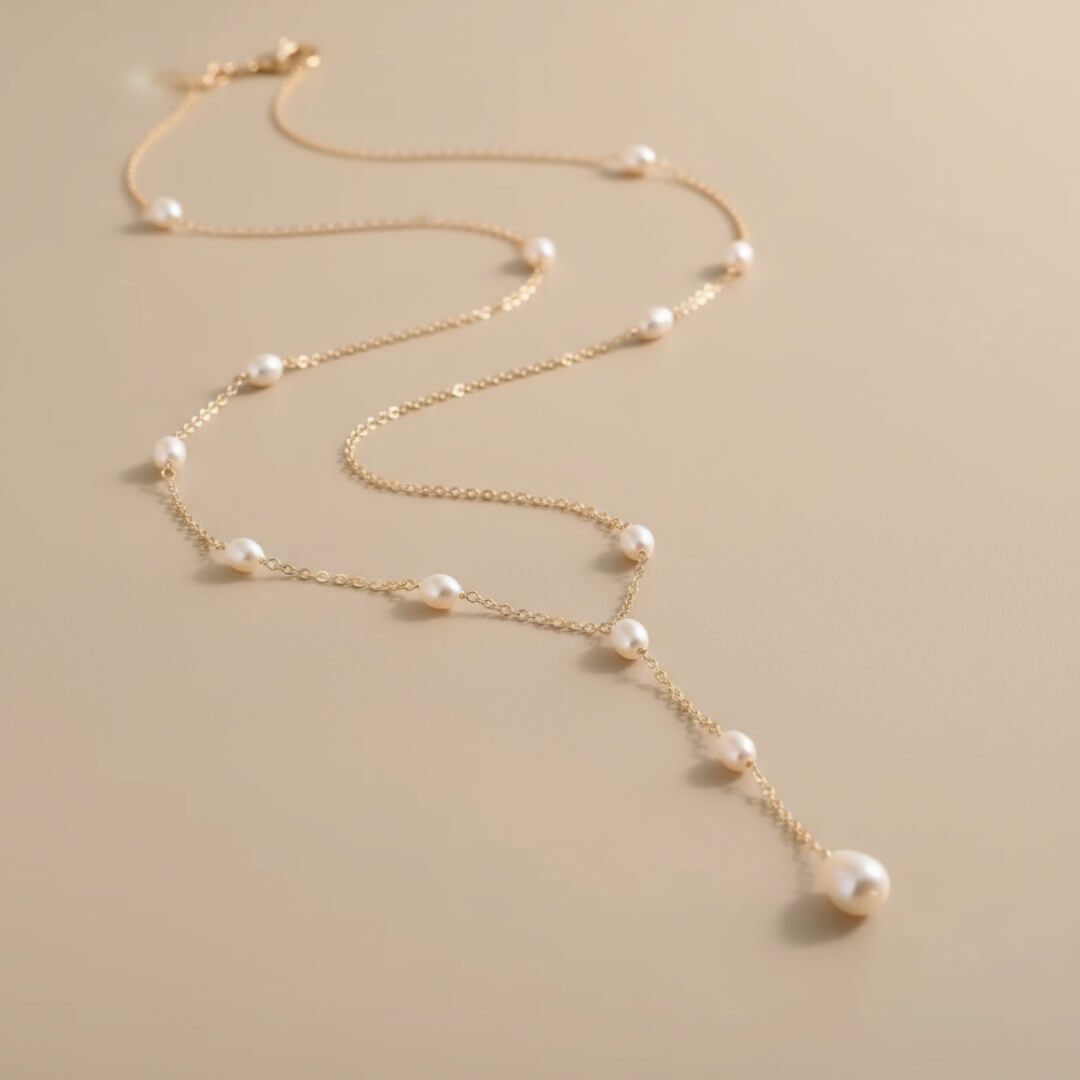 Delicate Gold Drop Pearl Necklace Susan Rose Jewelry