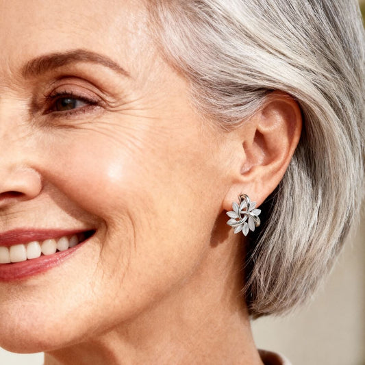 Floral Leaf Stud Twist Earrings Susan Rose Jewelry