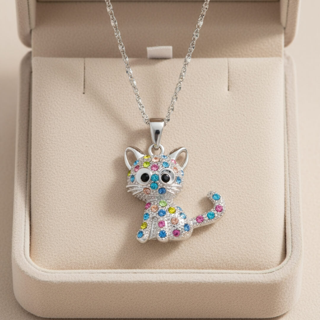 Glitter Cat Charm Jewelry Necklace Susan Rose Jewelry