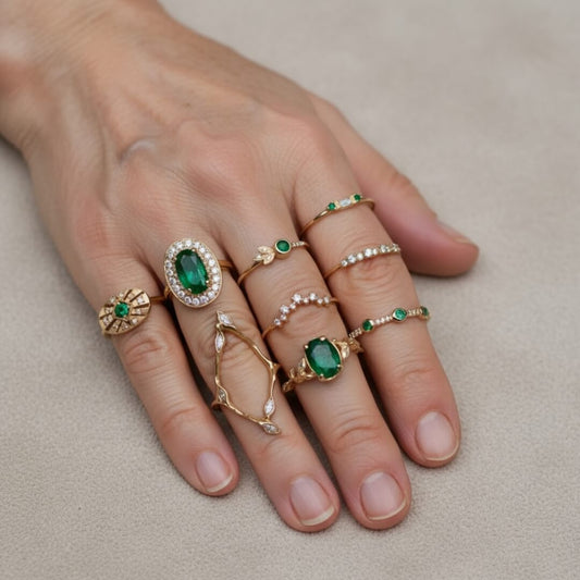Gold Emerald Stacking Dainty Rings Susan Rose Jewelry