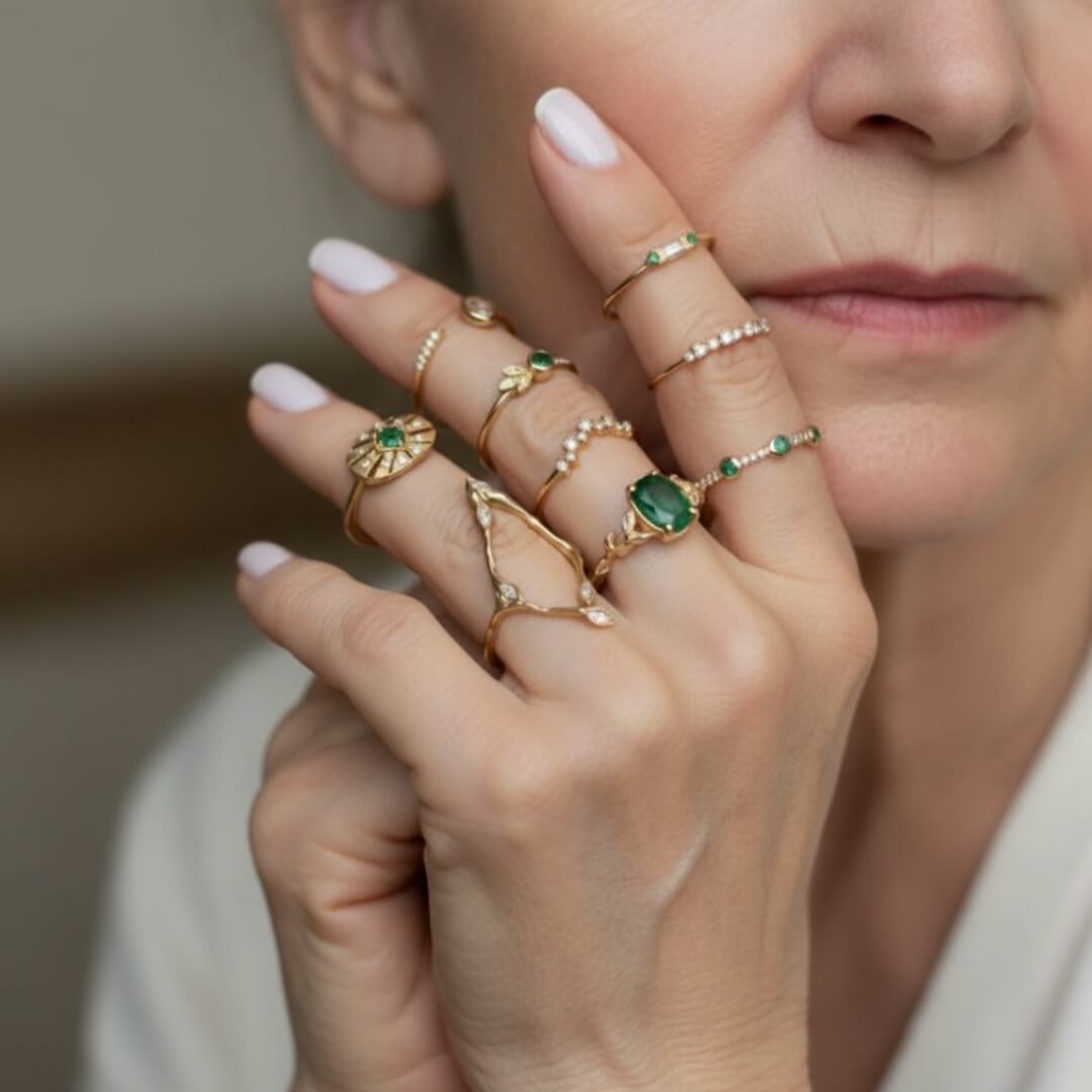 Gold Emerald Stacking Dainty Rings Susan Rose Jewelry