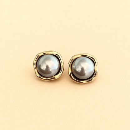 Gold Framed Pearl Stud Earrings Susan Rose Jewelry