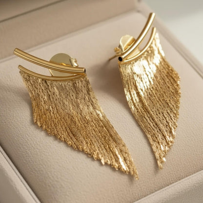 Gold Fringe Statement Earrings Susan Rose Jewelry