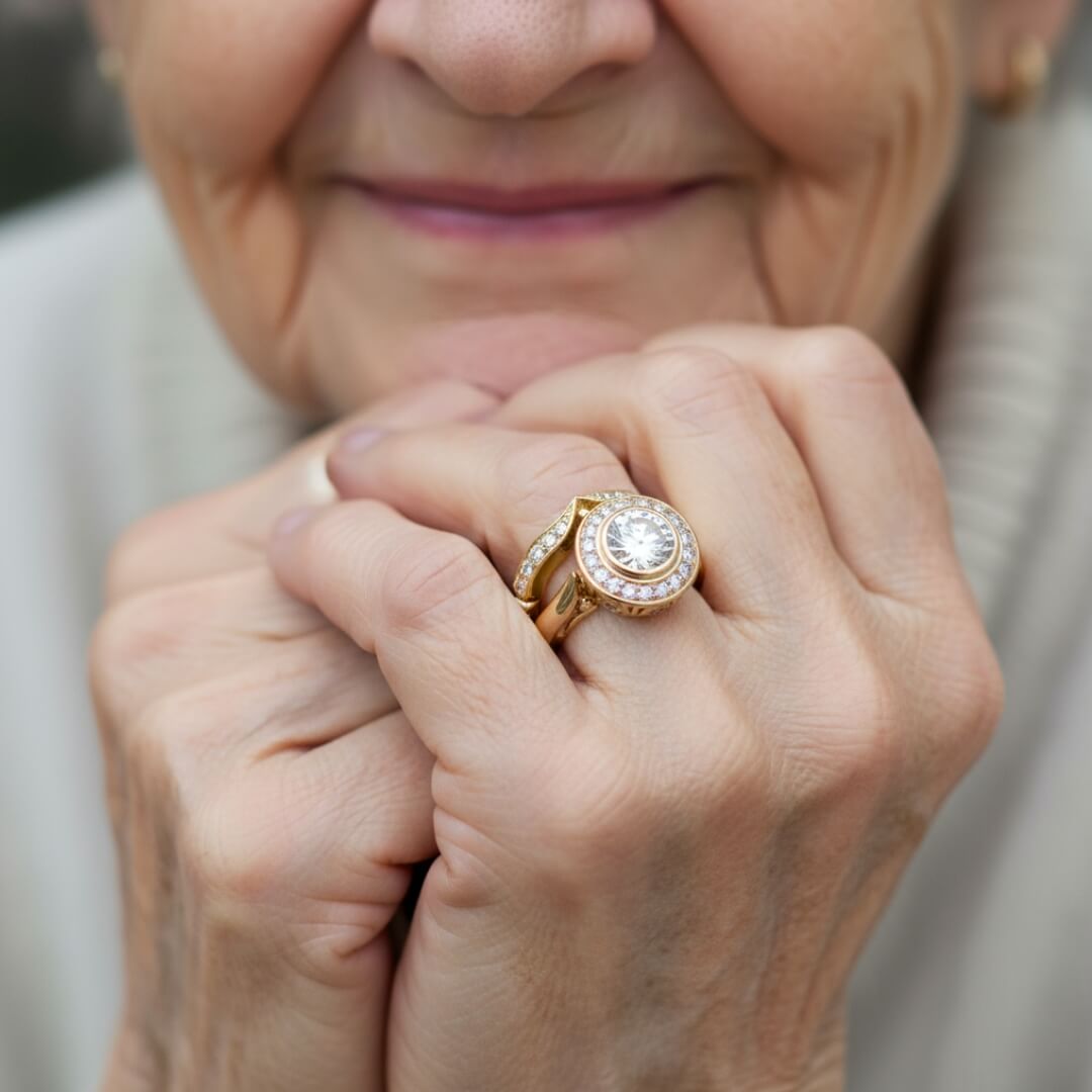 Gold Halo Bridal Ring Set Susan Rose Jewelry