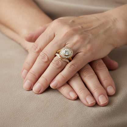 Gold Halo Bridal Ring Set Susan Rose Jewelry