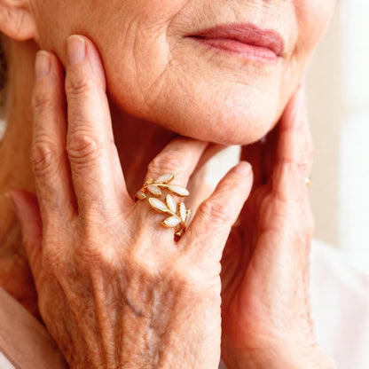 Gold Leaf Adjustable Open Ring Susan Rose Jewelry