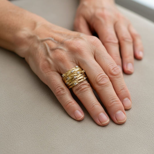 Gold Leaf Wide Band Ring Susan Rose Jewelry