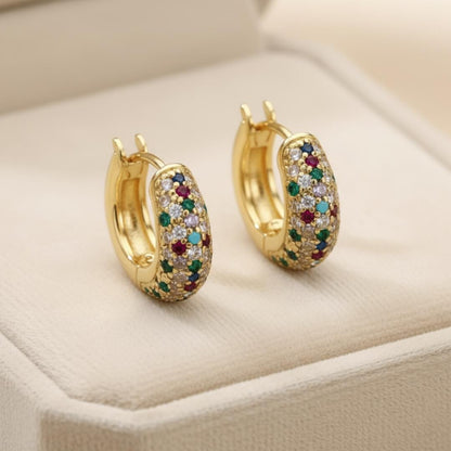 Gold Multicolor Crystal Hoop Earrings Susan Rose Jewelry