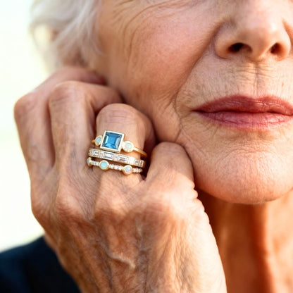Gold Opal Blue Stacking Rings Susan Rose Jewelry