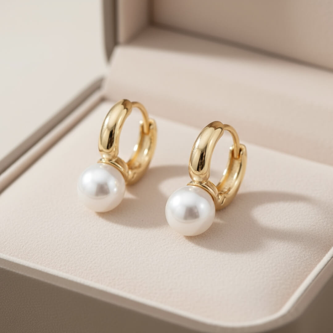Gold Pearl Teardrop Stud Earrings Susan Rose Jewelry