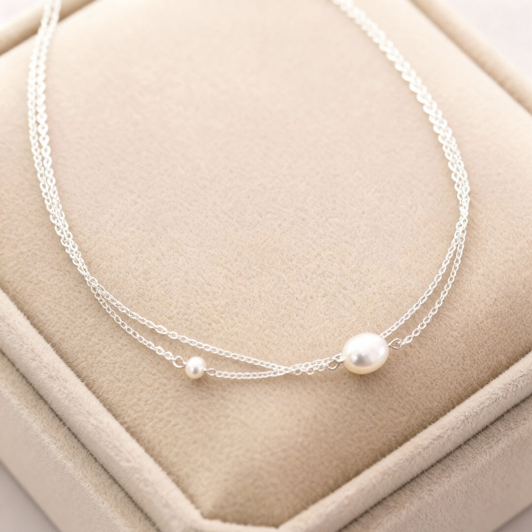 Layered Gold Dainty Pearl Necklace Susan Rose Jewelry