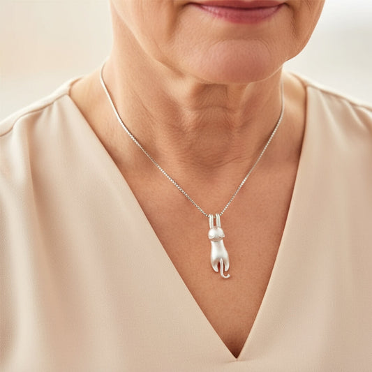 Minimalist Silver Cat Pendant Necklace Susan Rose Jewelry