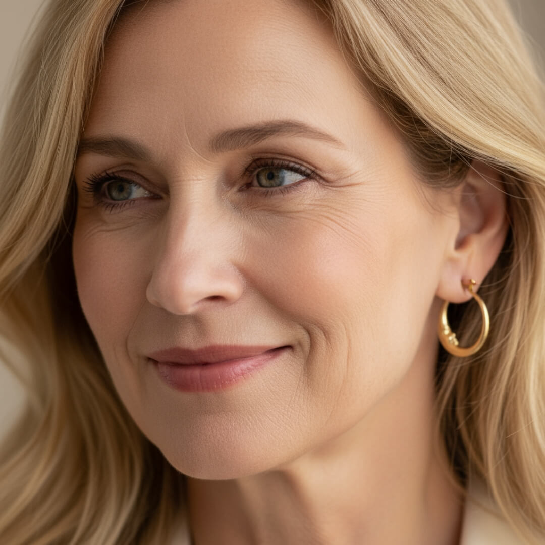 Moon Face Gold Hoop Earrings Susan Rose Jewelry