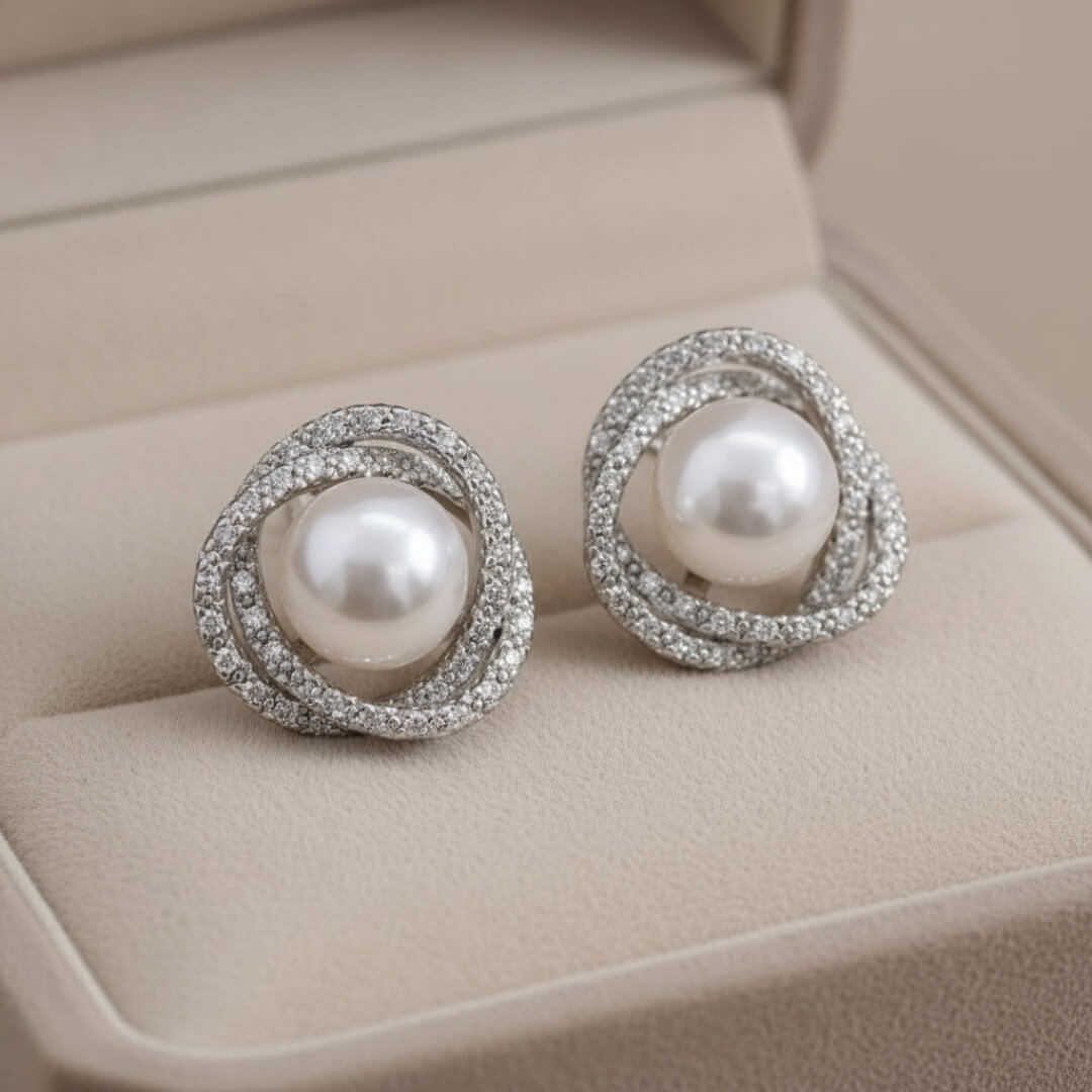Pearl Diamond Stud Earrings Susan Rose Jewelry