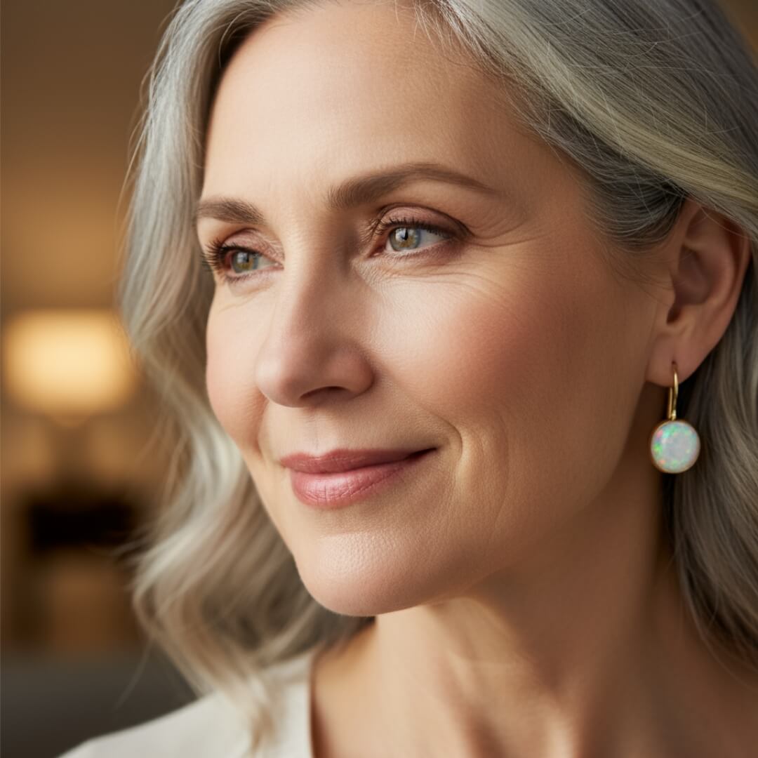 Round Opal Gemstone Earrings Susan Rose Jewelry