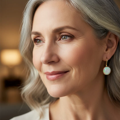 Round Opal Gemstone Earrings Susan Rose Jewelry