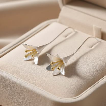 Silver Gold Floral Drop Earrings Susan Rose Jewelry