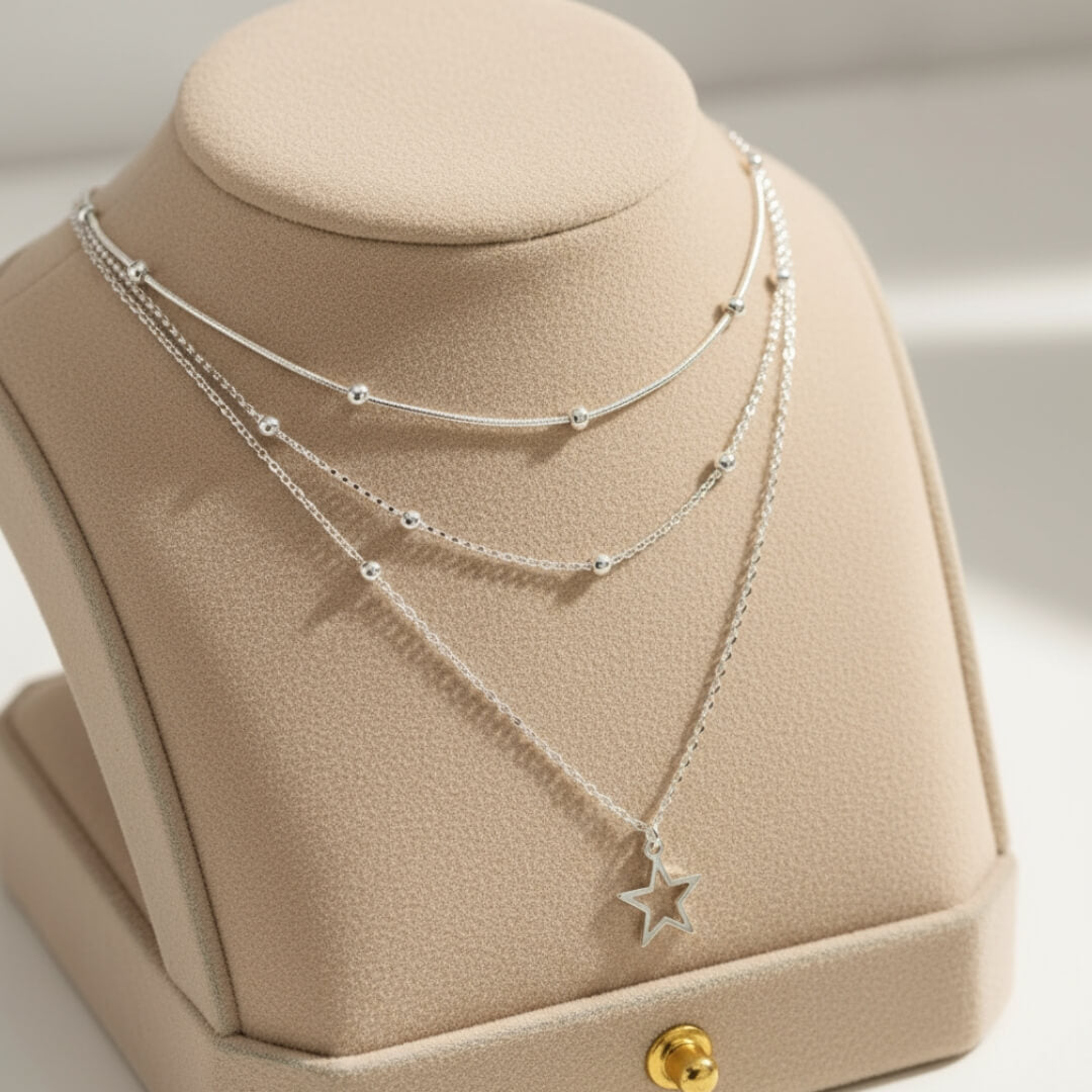 Silver Layered Star Choker Necklace Susan Rose Jewelry