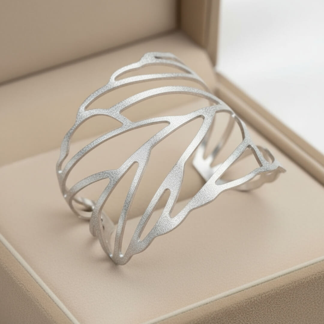 Silver Leaf Cutout Cuff Bracelet Susan Rose Jewelry