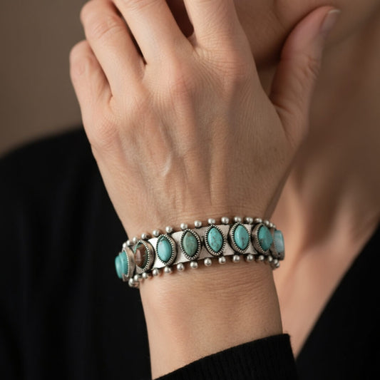 Turquoise Silver Boho Cuff Bracelet Susan Rose Jewelry