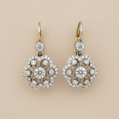 Vintage Floral Crystal Drop Earrings Susan Rose Jewelry