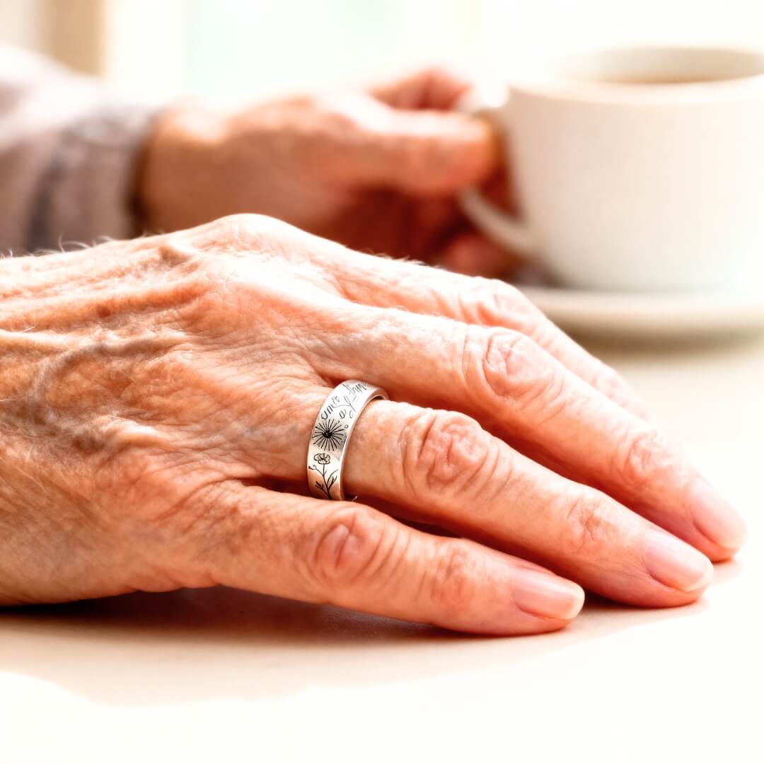 Wildflower Engraved Silver Band Ring Susan Rose Jewelry